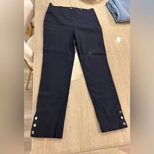 NWOT Van Heusen Women's Dress Pants 6R Straight Leg Navy Hidden Elastic Waist